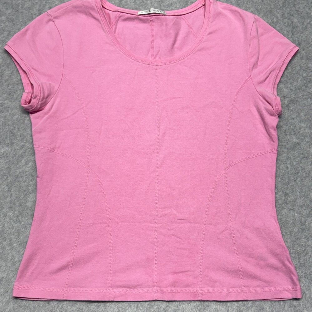 Vintage Petite Sophisticate Pink Fitted Athletic Scoop Neck Short Sleeve READ